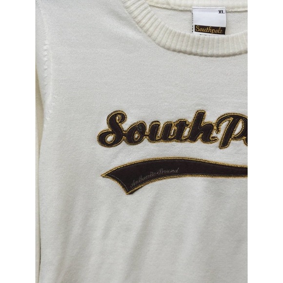 Southpole Sweater Women Extra Large Cream Y2K Style Retro - Picture 2 of 11